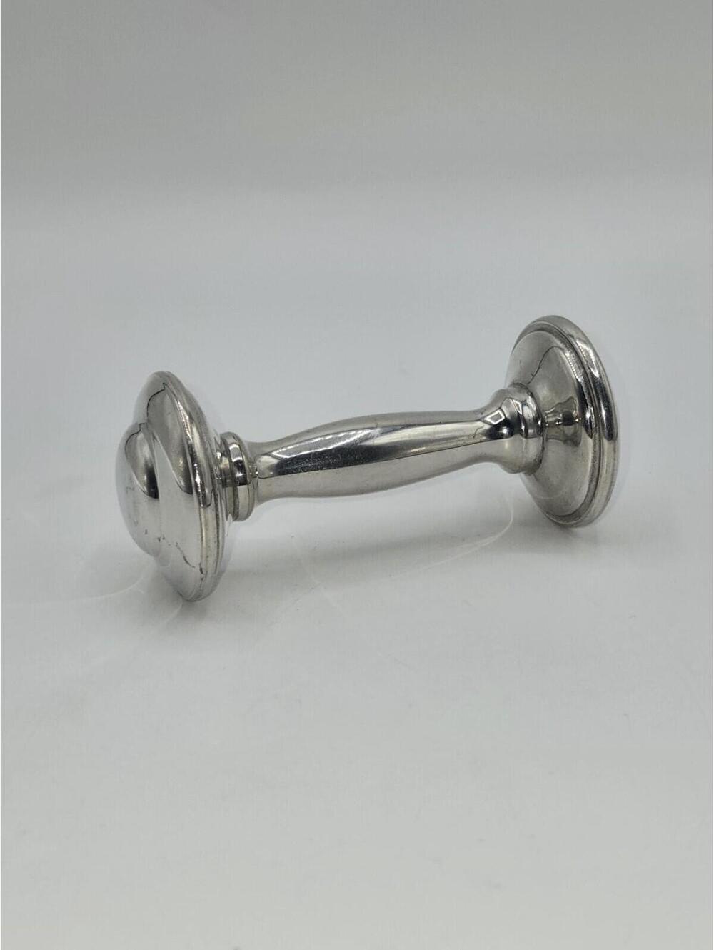 Empire Silver Pewter Baby Rattle Monogram JML Bright Finish USA Vintage